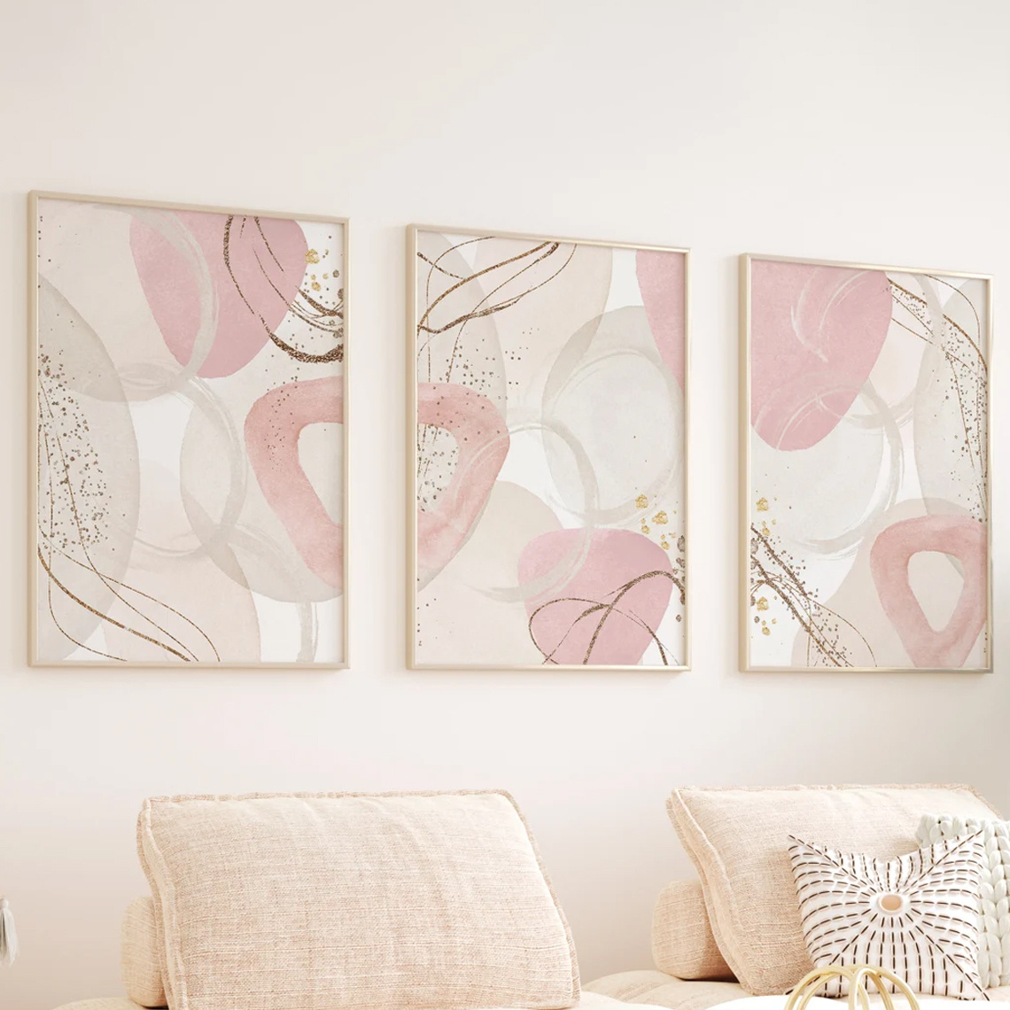 Wall Texture Spray - Set di 3 Quadri su Tela