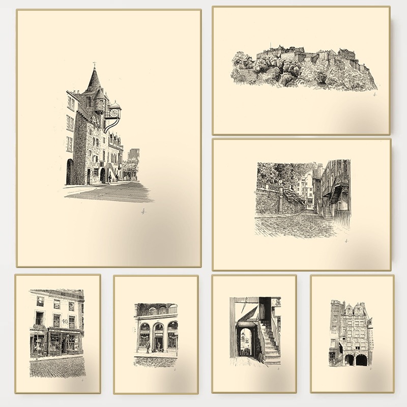 Wall Texture Spray - Poster Vintage del Castello di Edimburgo