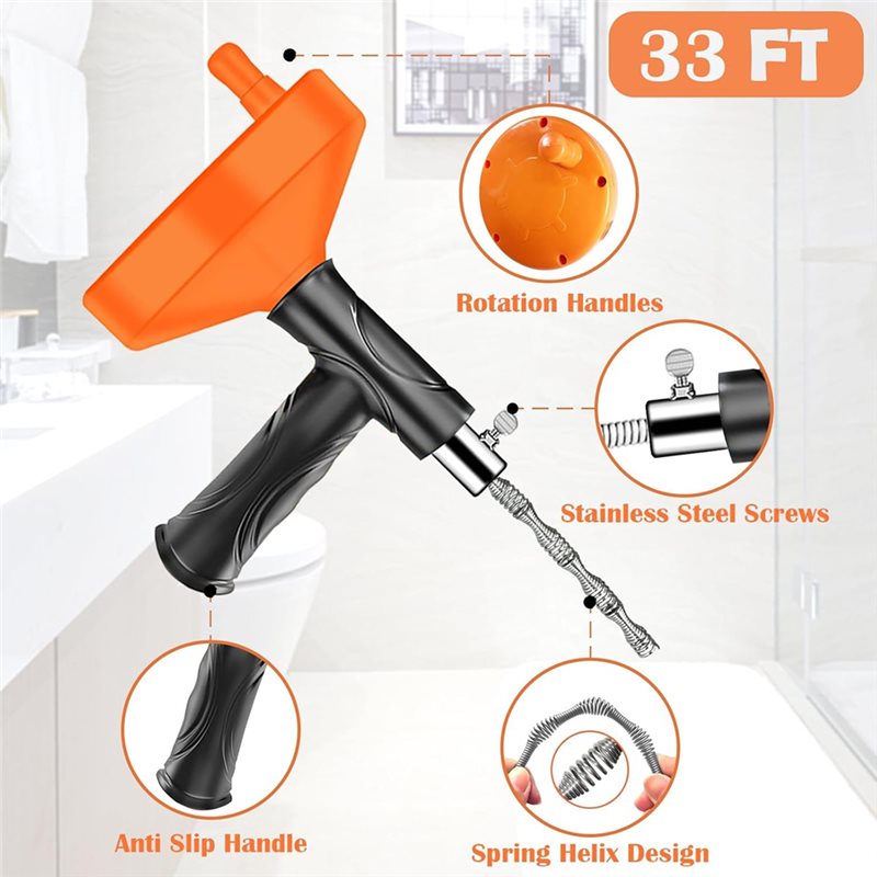 ABGH-Drains Snake Auger 33 Ft, - Plumbing Snake Drain recensione e prezzo